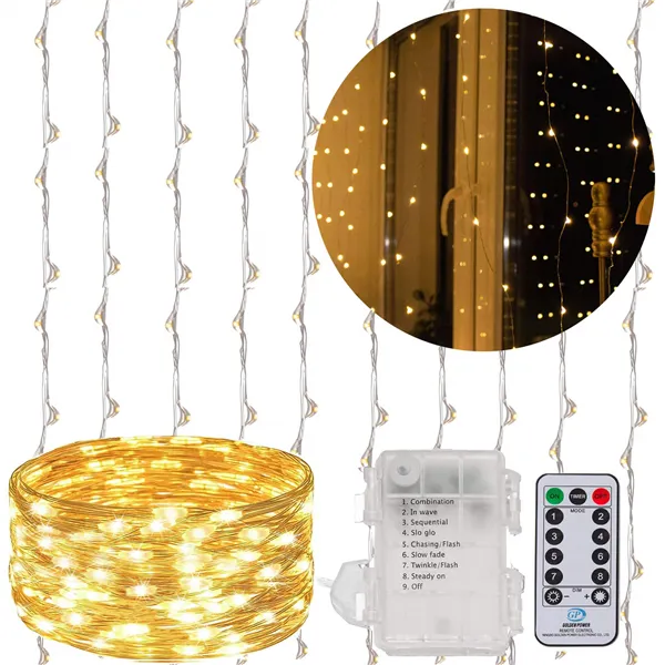 Kalėdinė LED šviesos užuolaida Springos CL0183, 300 LED, 3x3 m, šiltai balta